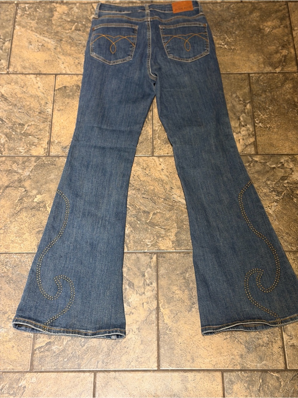 Judy Blue Indigo Flare Jeans with Decorative Stitching 0013 - Picture 4 of 14